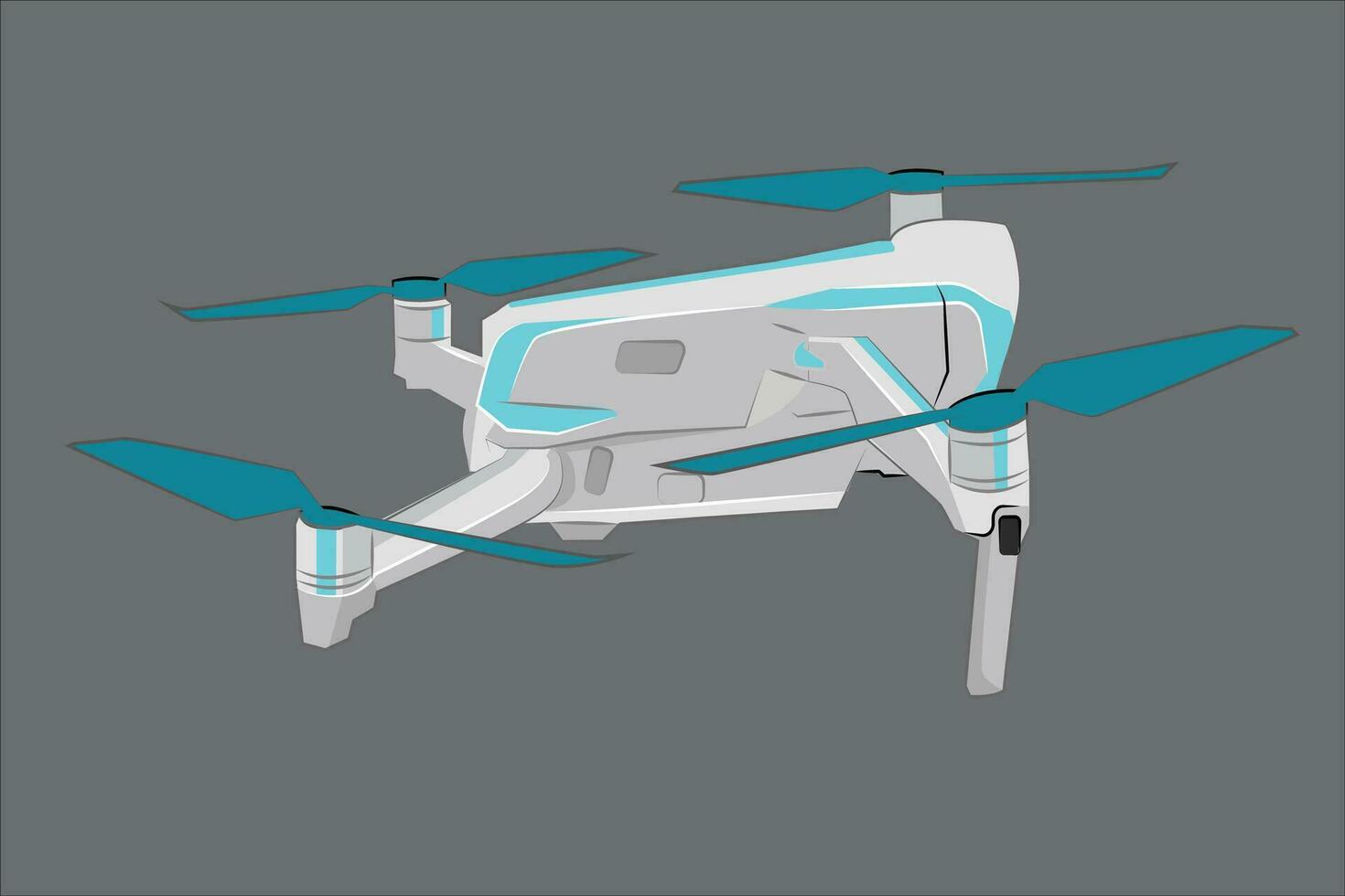 Drönare se från de sida. obemannad Drönare. flygande quadcopter med avlägsen kontroller. avlägsen kontrollera. quadcopter Drönare med verkan kamera. övervakning och video fånga verktyg. vektor