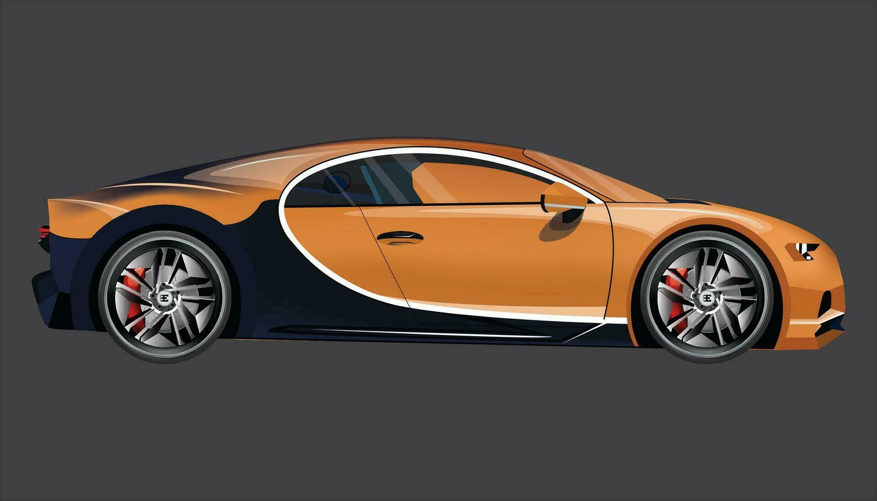 orange och svart Färg sporter bil vektor mall. bil rader och bil färger, in i en komplett sporter bil form. sida se