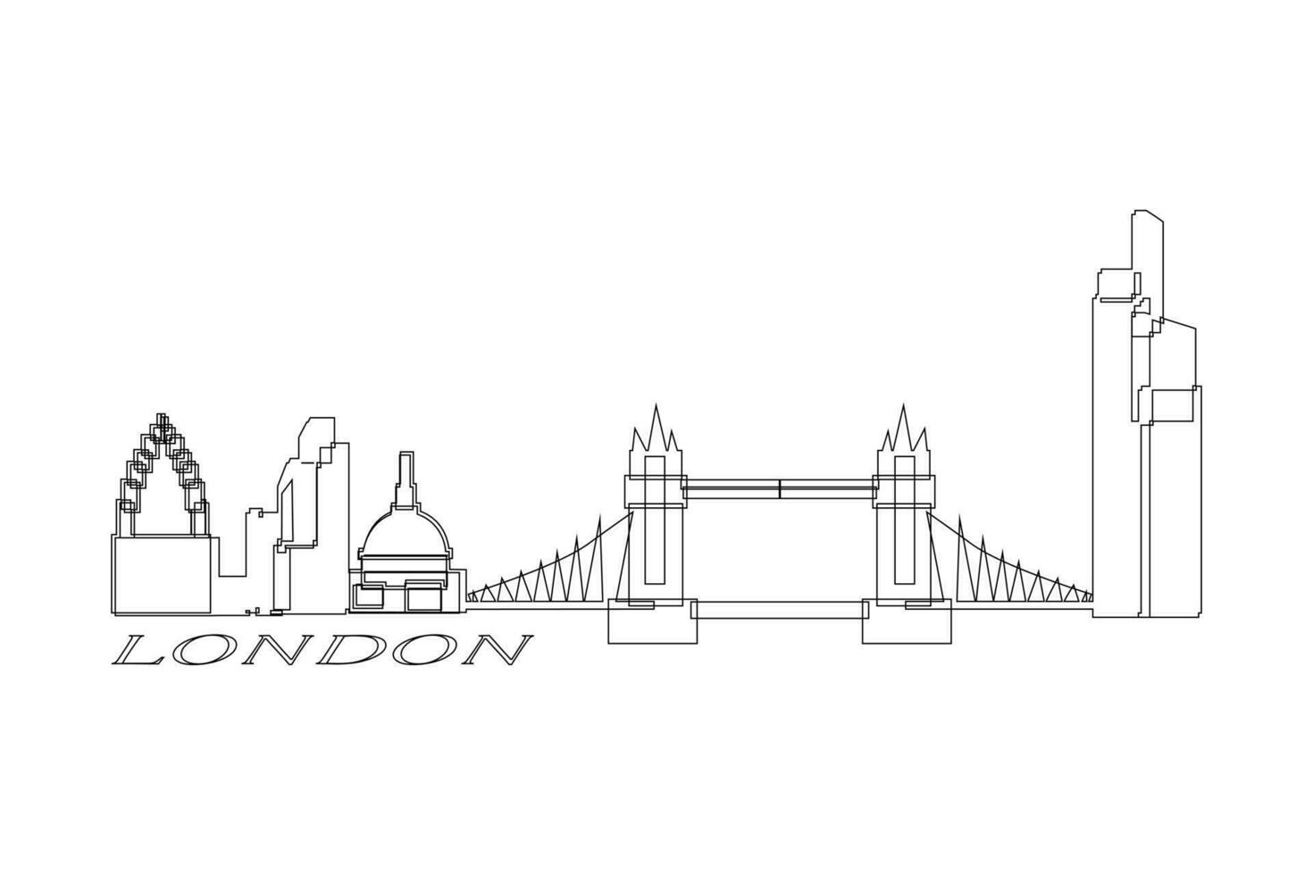 London Horizont Linie Zeichnung Illustration vektor