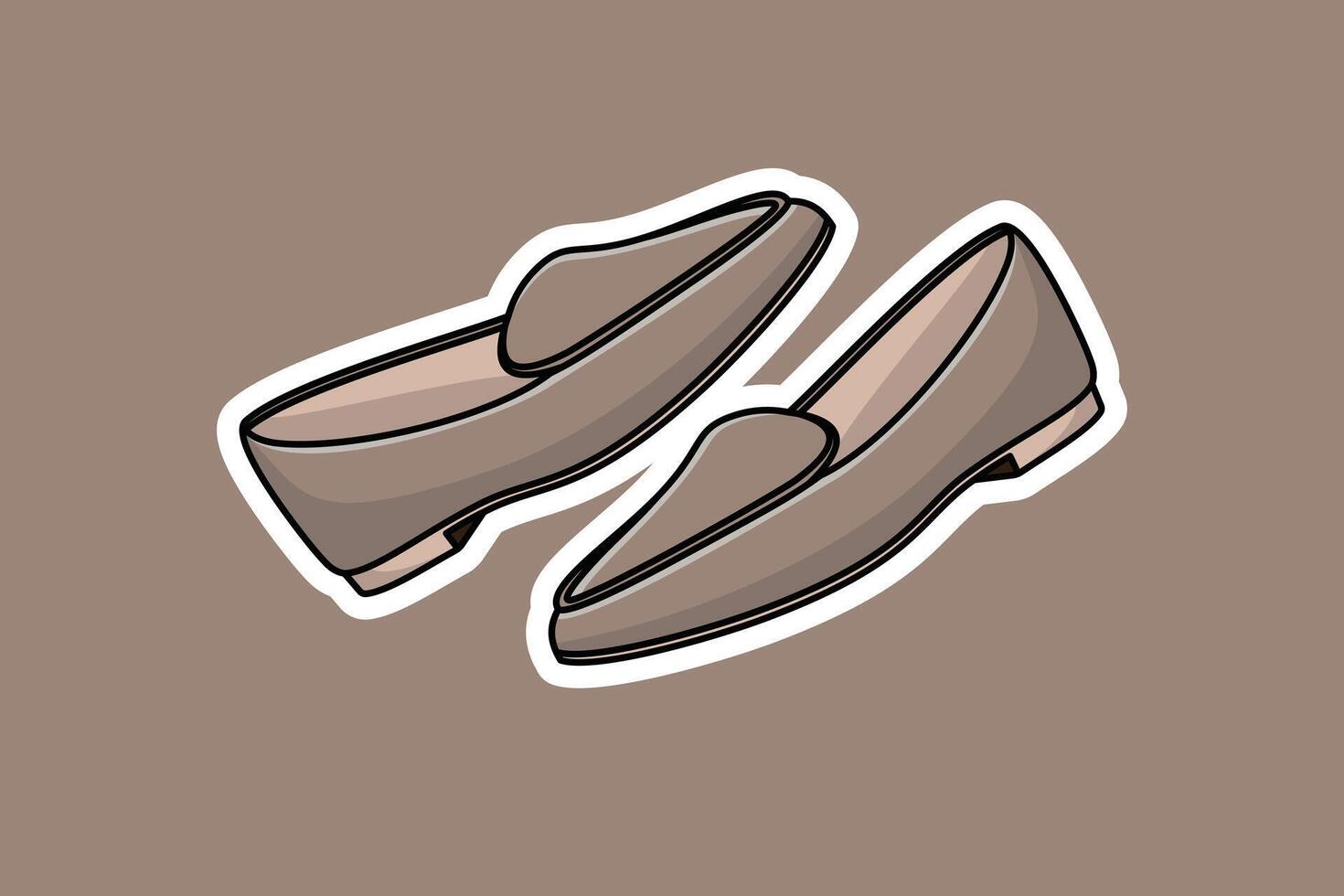 Müßiggänger Schuhe von Paar Aufkleber Vektor Illustration. Mode Objekt Symbol Konzept Design. Jungs draussen Mode Schuhe Aufkleber Vektor Design mit Schatten.