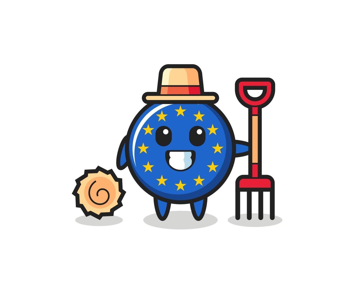 maskot karaktär av europa flagga märke som bonde vektor
