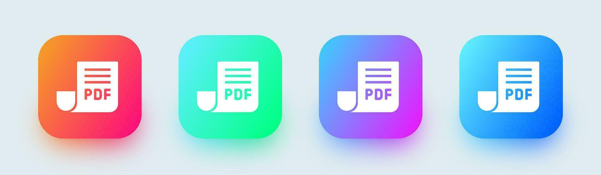 pdf solide Symbol im Platz Gradient Farben. Format Zeichen Vektor Illustration.