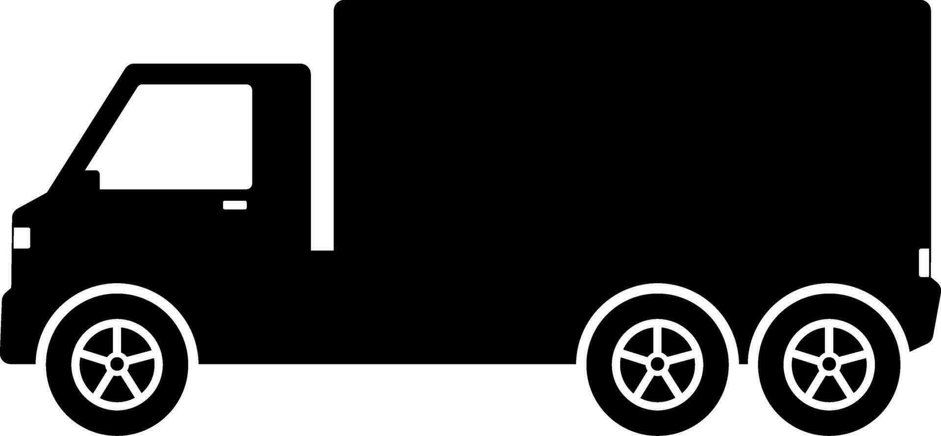 låda lastbil ikon vektor. sändning lastbil silhuett för ikon, symbol och tecken. låda lastbil för sändning, genomresa, leverans, paket eller transport vektor