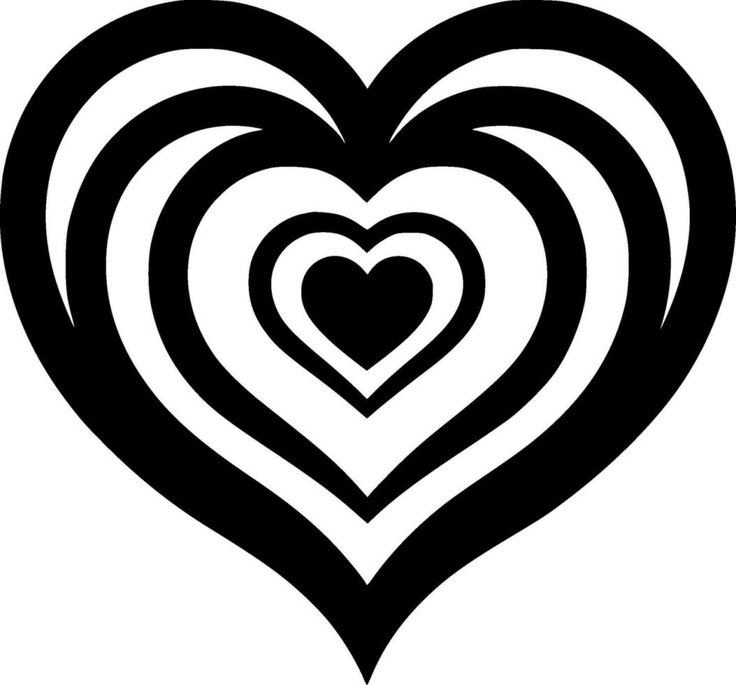 hjärta, svart och vit vektor illustration