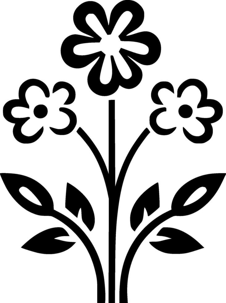 Blumen - - schwarz und Weiß isoliert Symbol - - Vektor Illustration