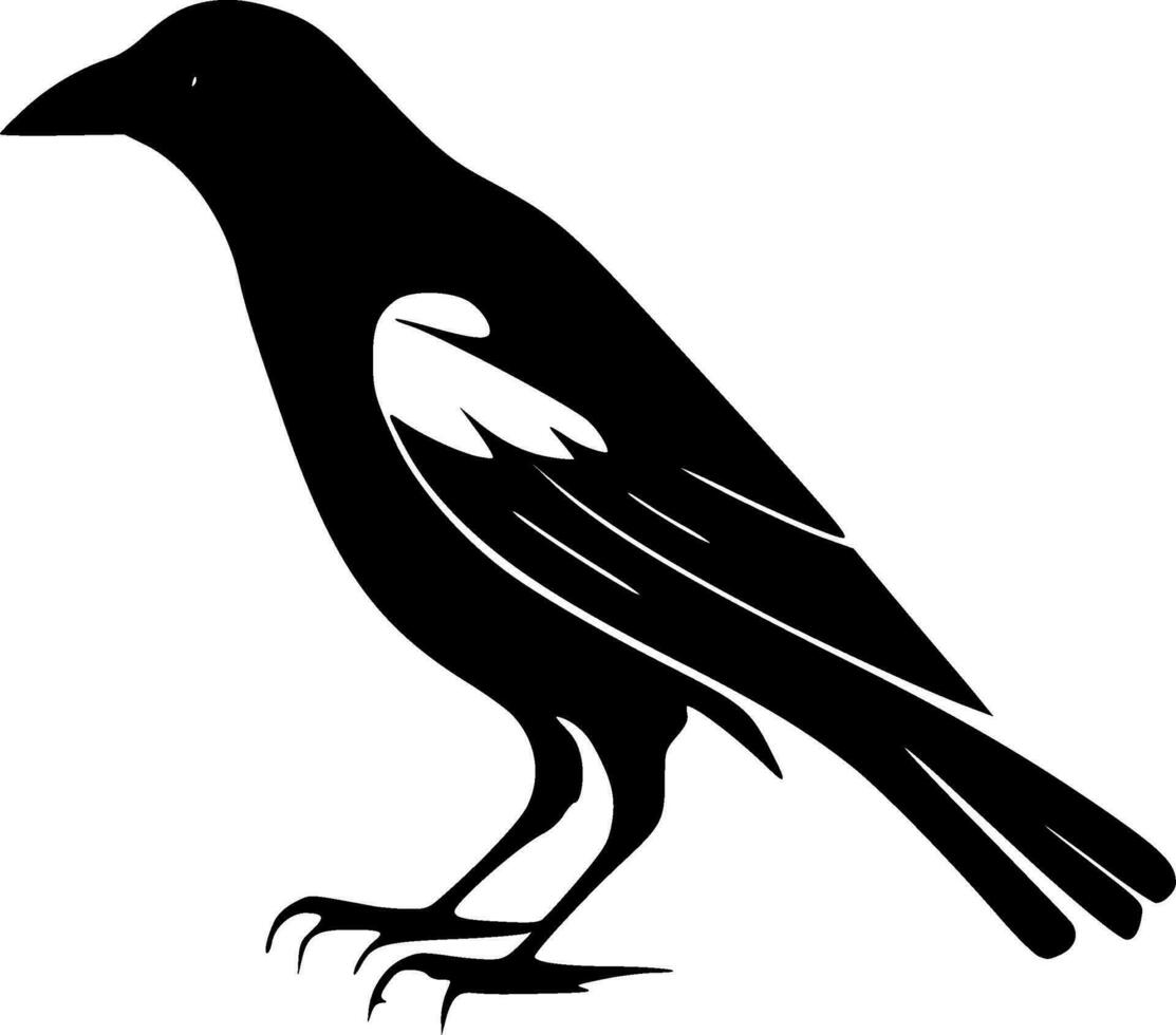 kråka - svart och vit isolerat ikon - vektor illustration