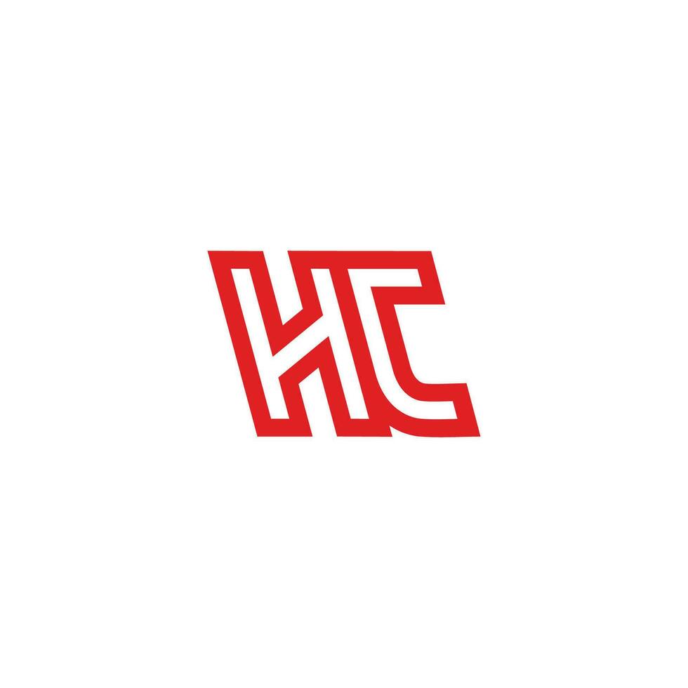 brev hc översikt enkel linje röd logotyp vektor
