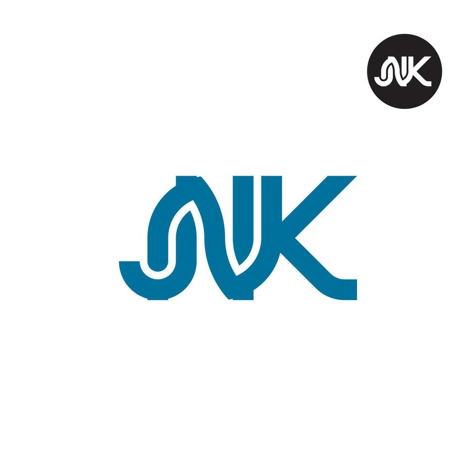 Brief jnk Monogramm Logo Design vektor