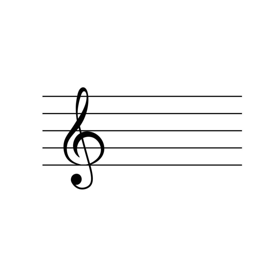 diskant klav på personal platt vektor isolerat på vit bakgrund. svart musikalisk notation symbol. musik begrepp.