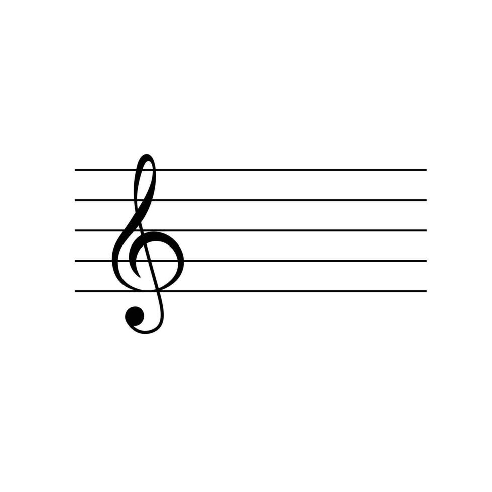 verdreifachen Notenschlüssel auf Mitarbeiter eben Vektor isoliert auf Weiß Hintergrund. schwarz Musical Notation Symbol. Musik- Konzept.