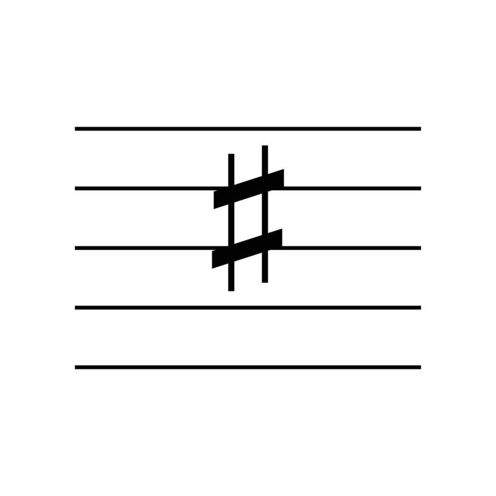 Scharf Schlüssel Unterschrift auf Mitarbeiter eben Vektor isoliert auf Weiß Hintergrund. schwarz Musical Notation Symbol. Musik- Konzept.