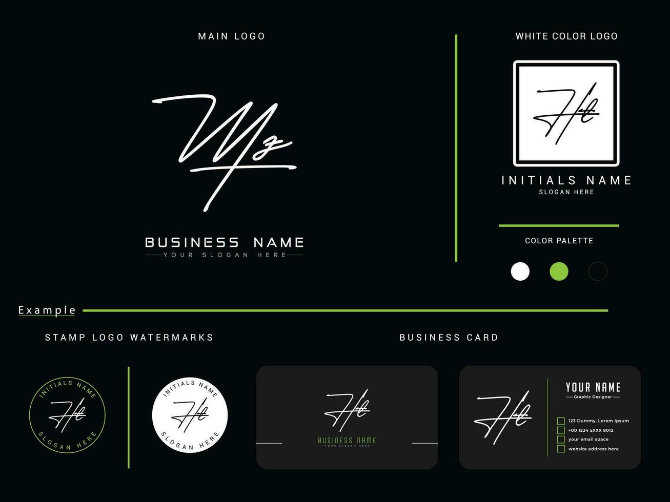 minimal mz Logo Symbol, Blumen- mz Unterschrift Logo Brief und branding vektor