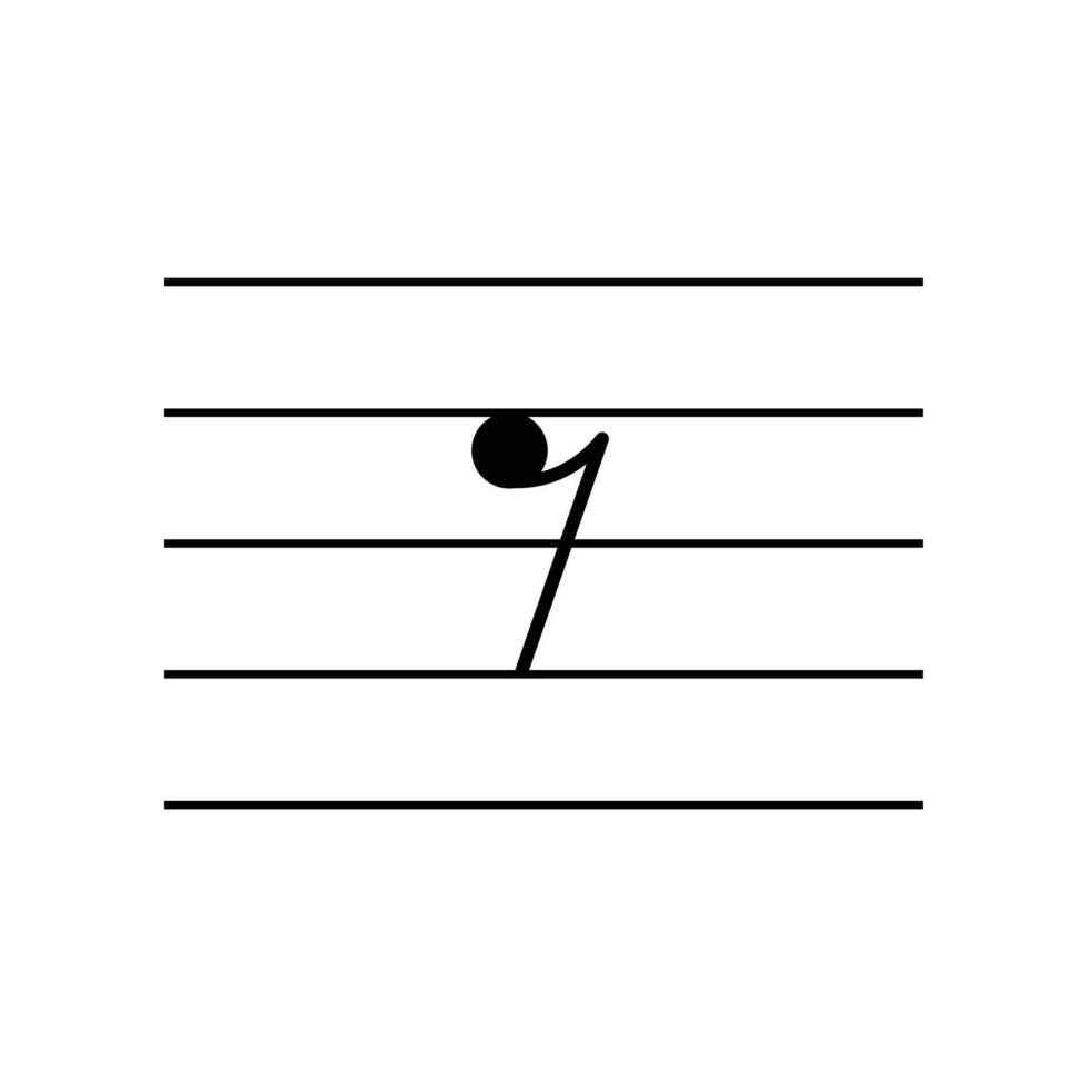 åttondelsnot eller åttonde resten symbol på personal platt vektor isolerat på vit bakgrund. musikalisk symbol. musikalisk notation. för inlärning musik