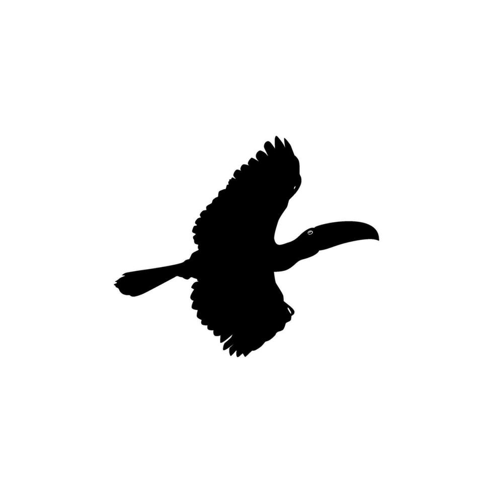 flygande tukaner. tukaner är neotropisk medlemmar av de nära tätting fågel familj ramphastidae. de ramphastidae är mest nära relaterad till de amerikan barbets, fågel silhuett. vektor illustration