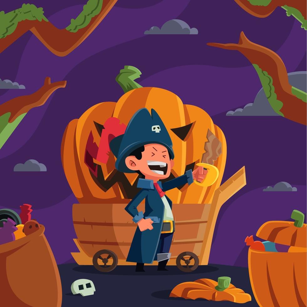 Halloween-Piraten-Cartoon-Figur vektor