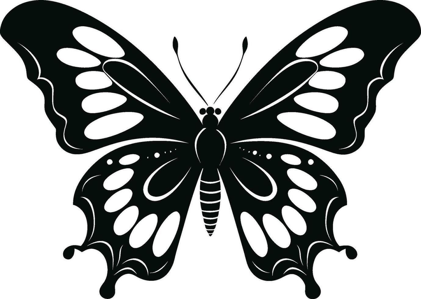elegant schwarz Vektor Schmetterling Symbol ein geflügelt Schönheit Schmetterling Logo Design im noir Anmut und Freiheit