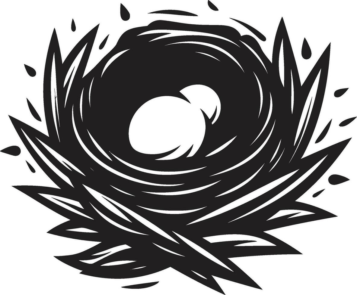 schwarz Vogel Nest ein noir Heiligtum anmutig Wohnung im Schatten Vogel Nest Symbol vektor