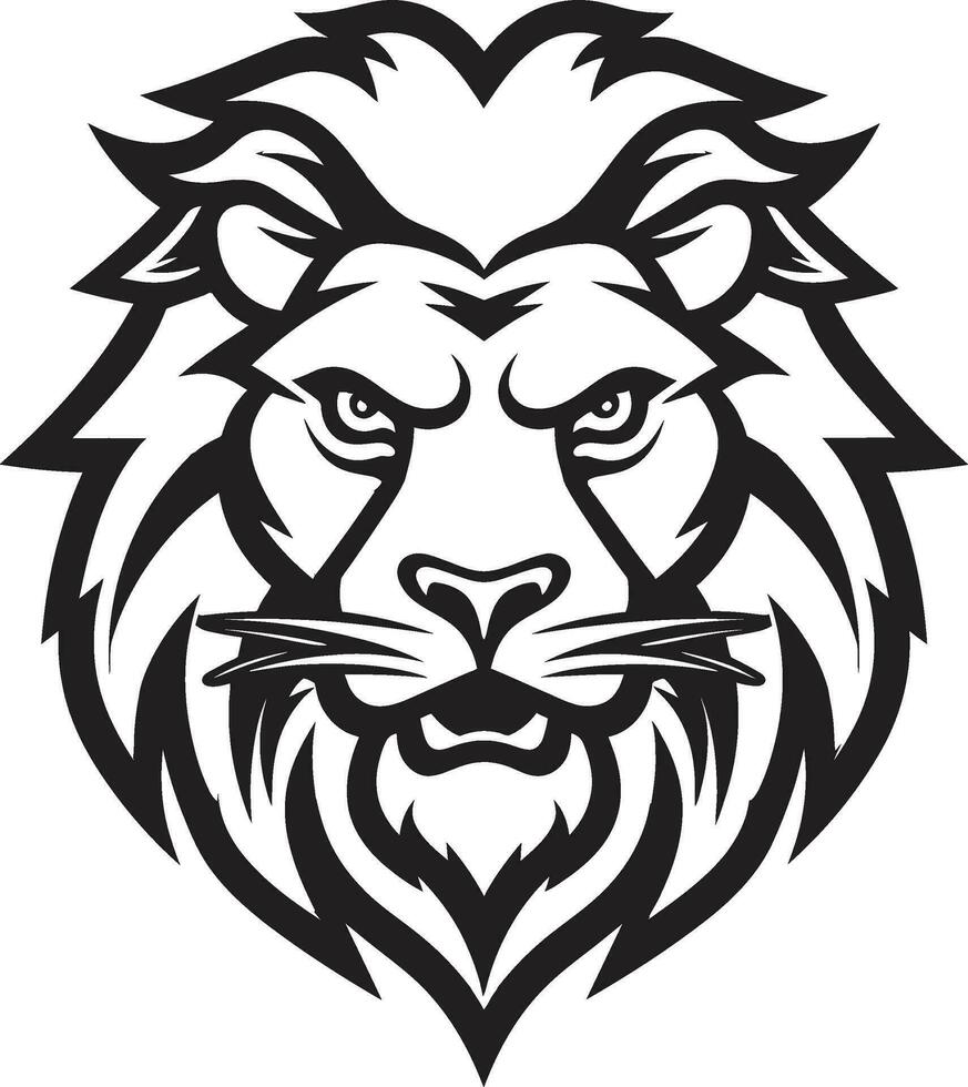 gåtfull kung svart lejon insignier bläck svart morra lejon vektor ikon
