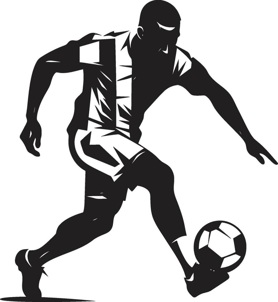 Spiel Tag Ruhm einfarbig Fußball Spieler Kunst im Vektor Sieg im Bewegung schwarz Vektor Porträt von das Sportler Fähigkeiten