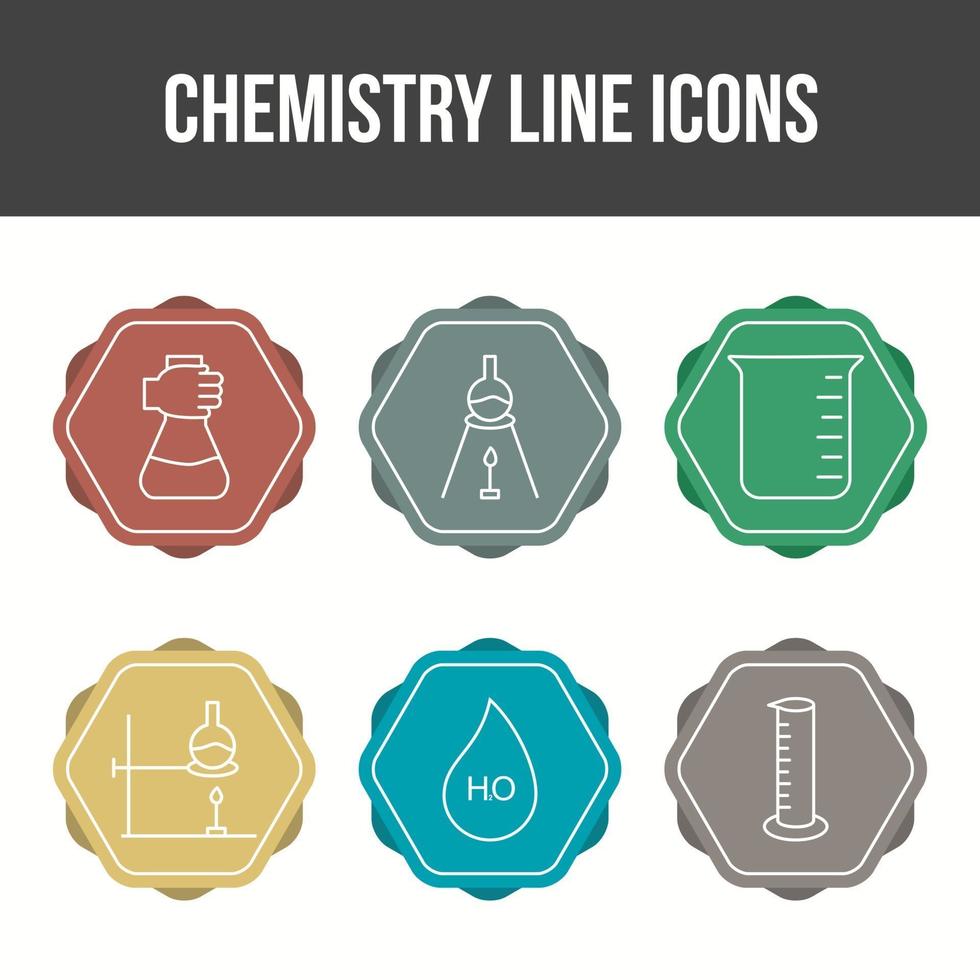 einzigartige Chemielinie Vektor Icon Set