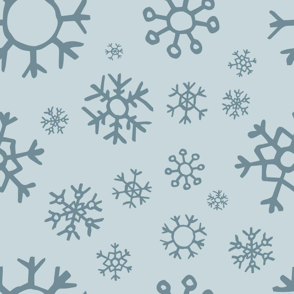 sömlös bakgrund av hand dragen snöflingor. jul och ny år dekoration element. vektor illustration.