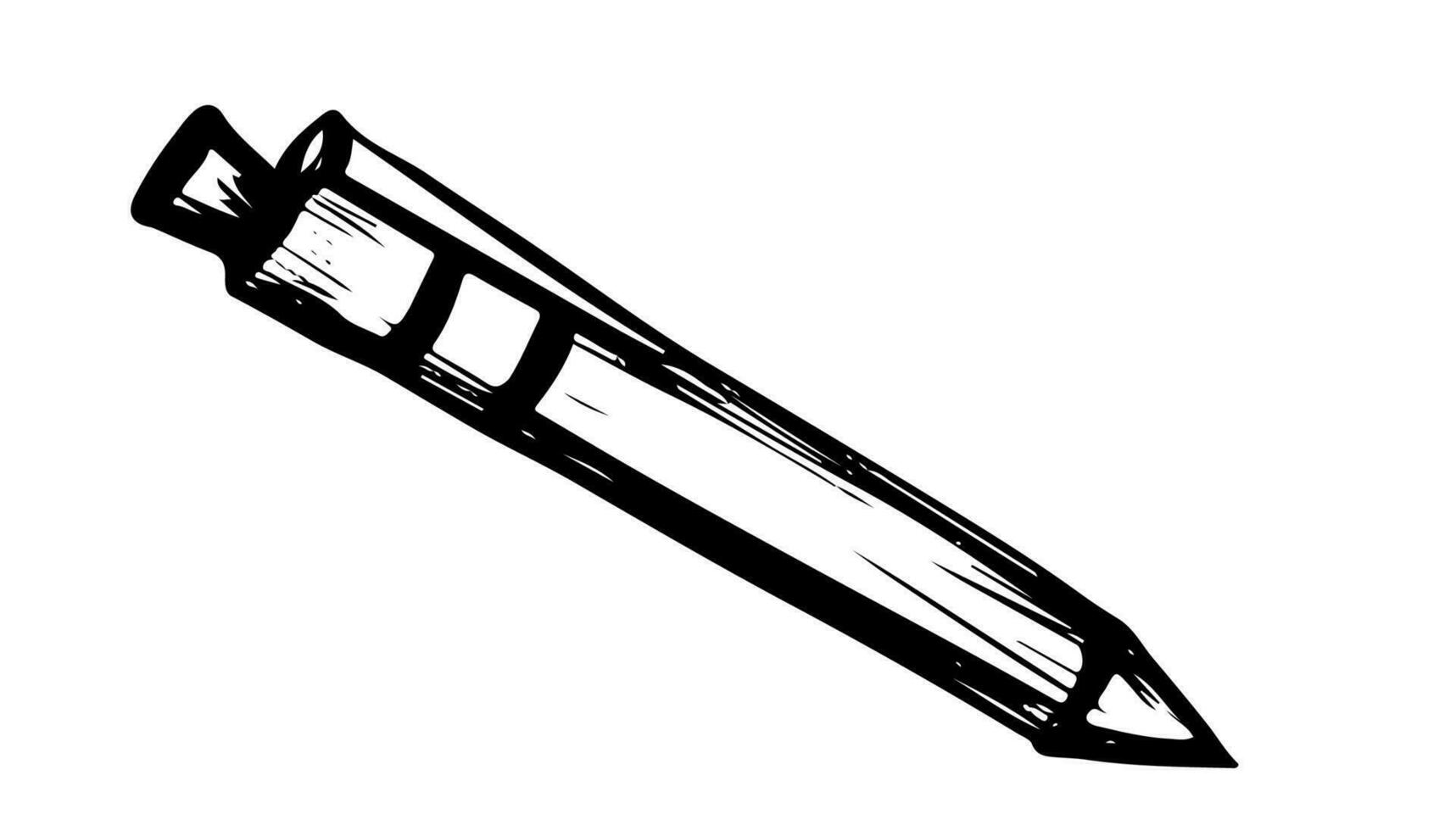 enkel vektor platt svart och vit klotter automatisk penna markör. platt illustration. kontor skola förnödenheter. isolerat objekt