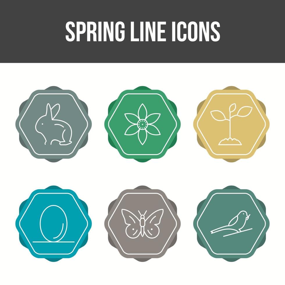 Frühlingslinie Vektor Icon Set