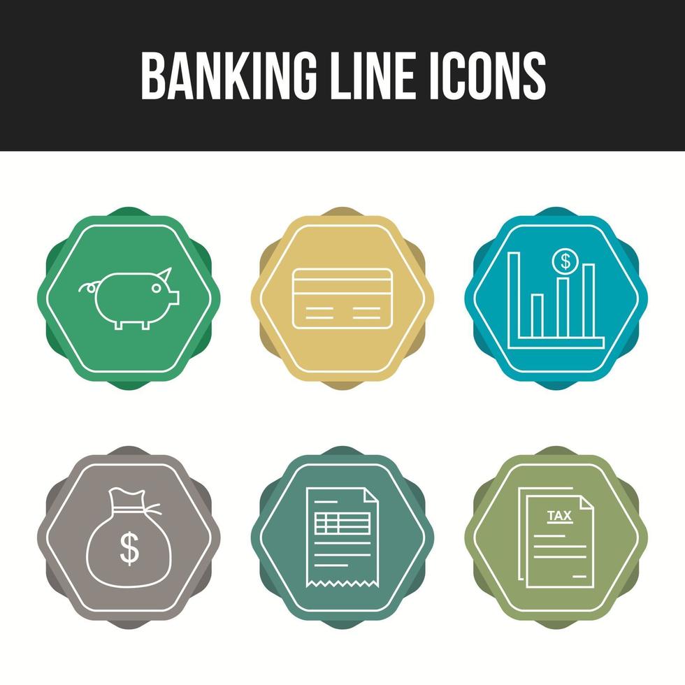 einzigartige Linie Vecor Icon Set von Banking Icons vektor
