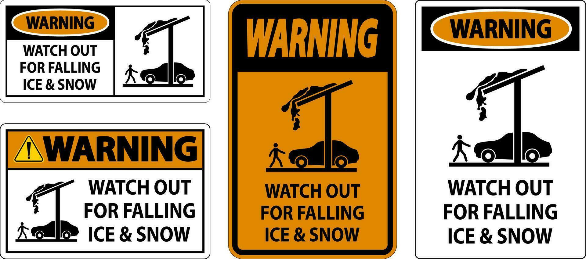 varning tecken Kolla på ut för faller is och snö vektor