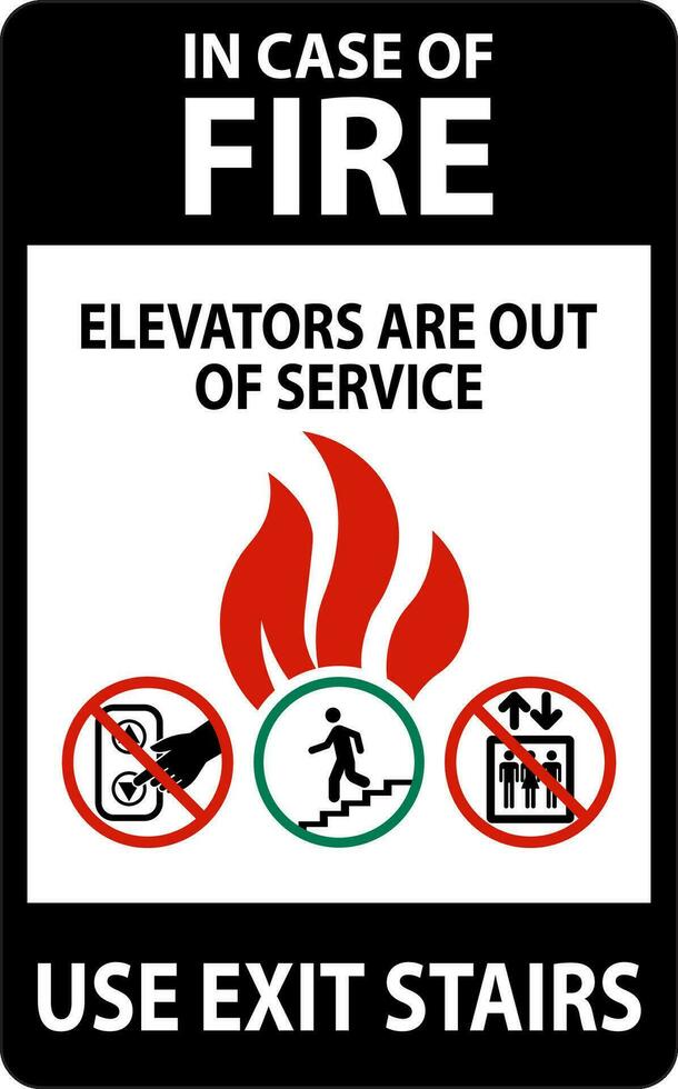 im Fall von Feuer Zeichen Aufzüge sind aus von Service, verwenden Ausfahrt Treppe vektor