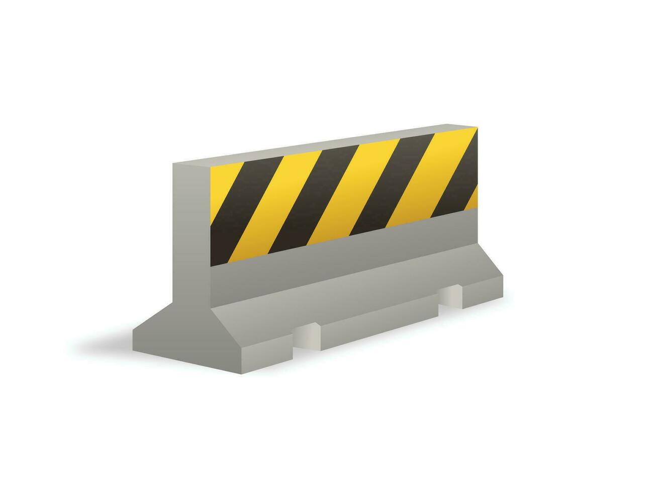 3d gestreift Gelb und schwarz Beton Barrieren zum Blockierung Straße vektor