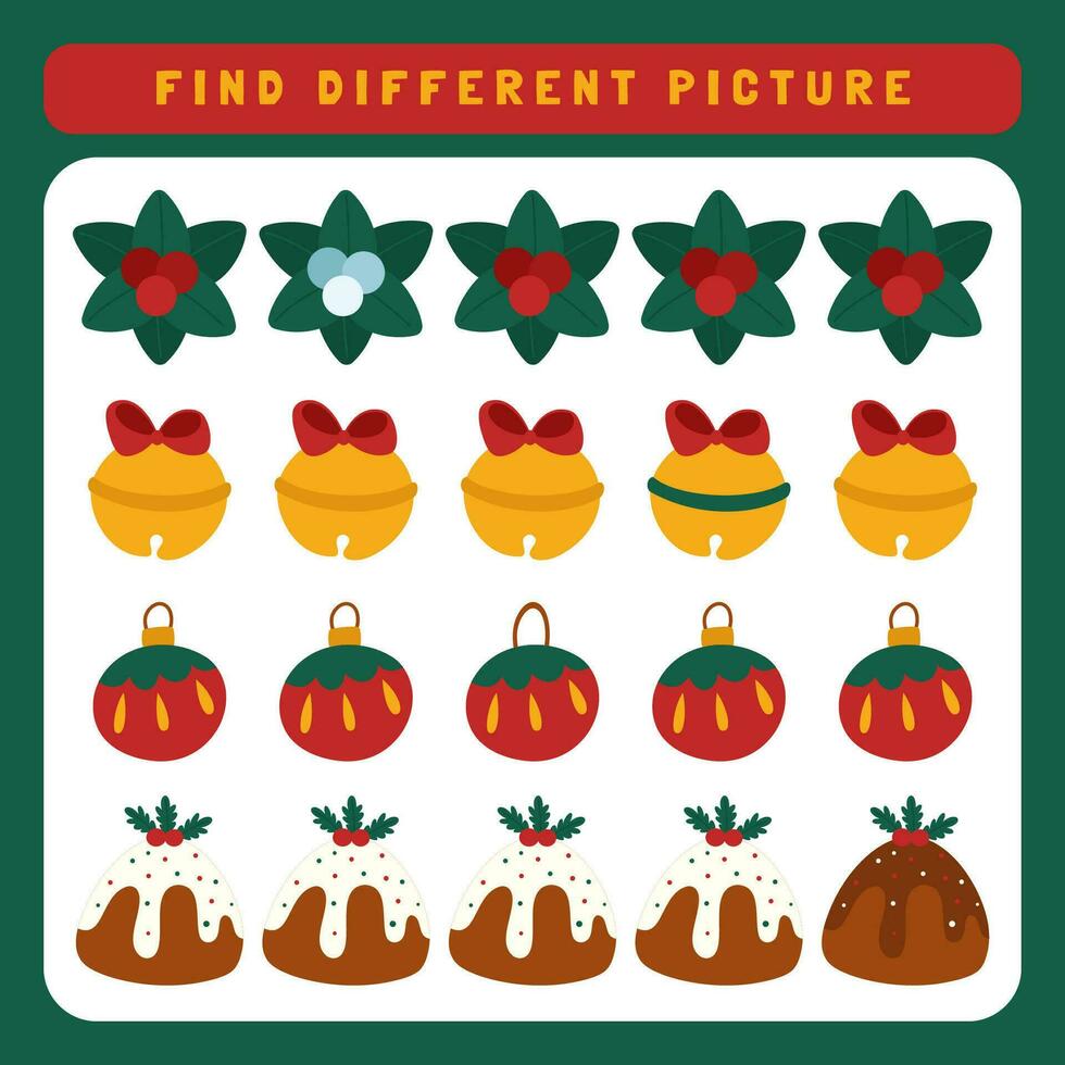 jul kalkylblad hitta de skillnader bild spel. vinter- pedagogisk spel för barn. vektor