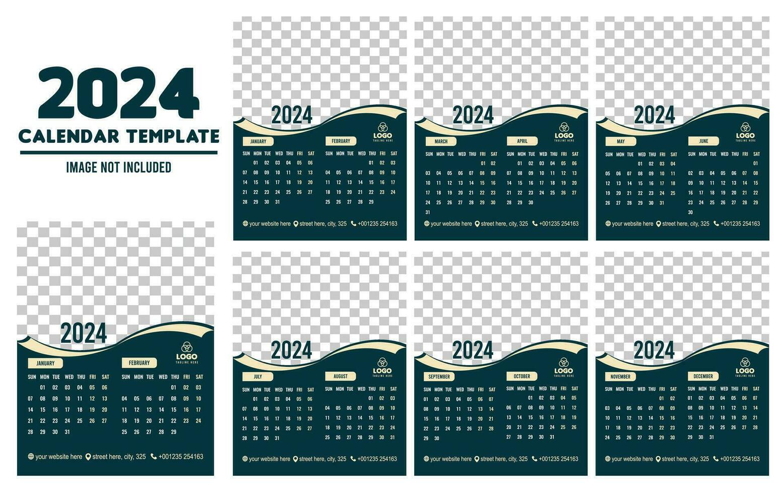 2024 einzigartig Stil Kalender Design vektor