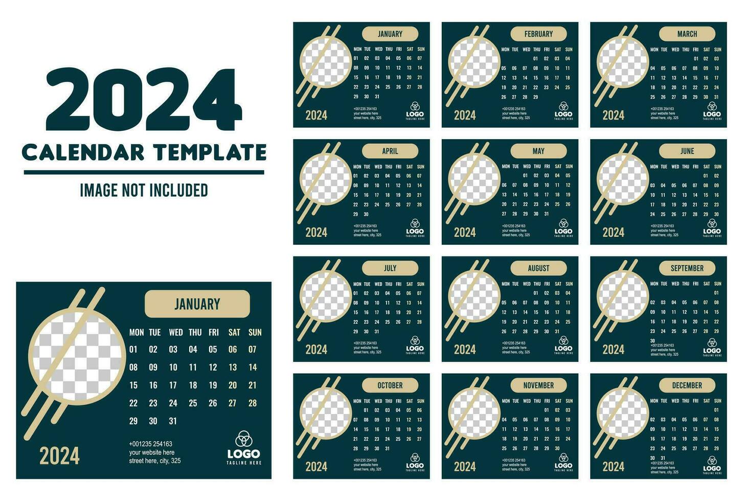2024 unik stil kalender design vektor