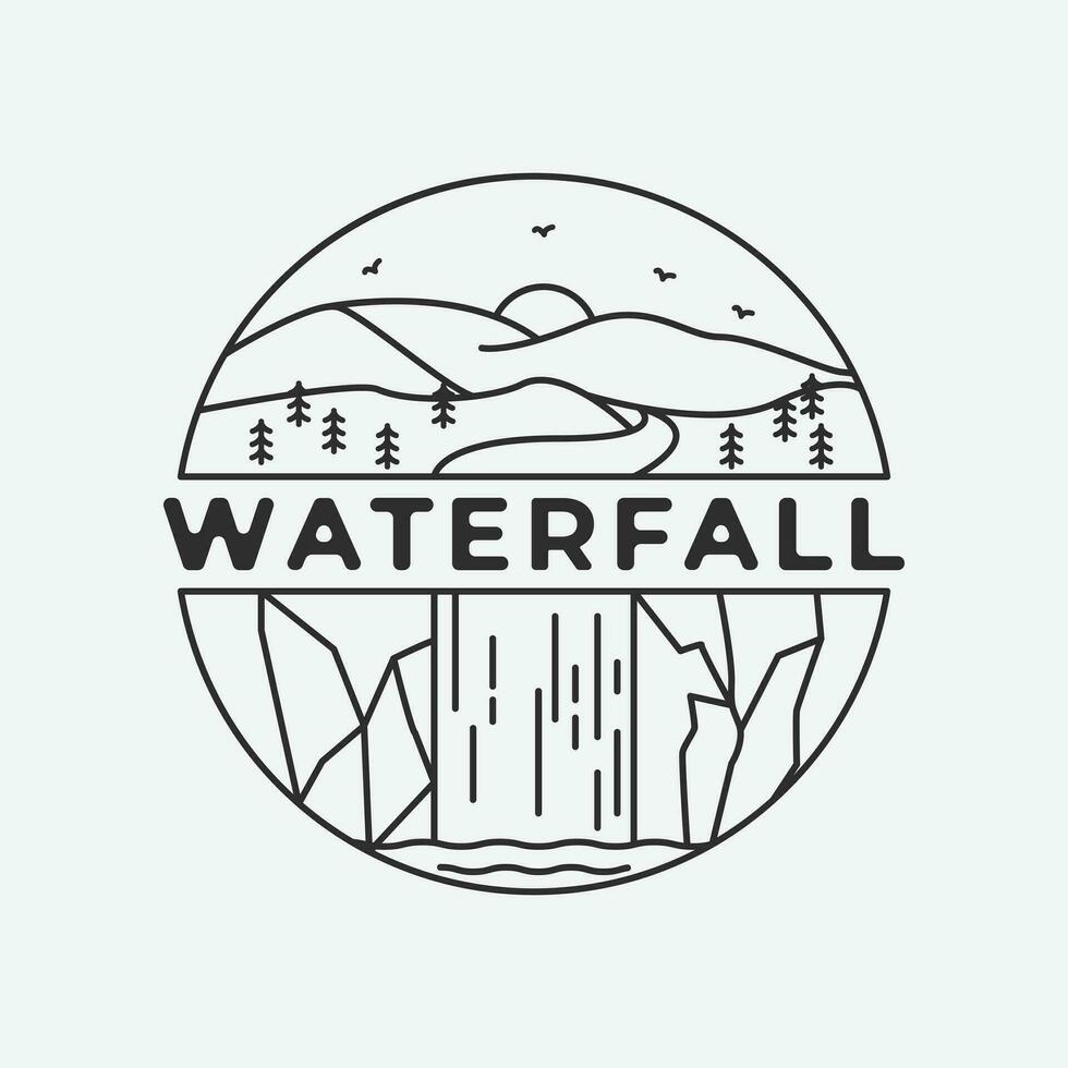 Wasserfall Logo Symbol Linie Kunst Design, Wasserfall Bild Illustration Design. vektor