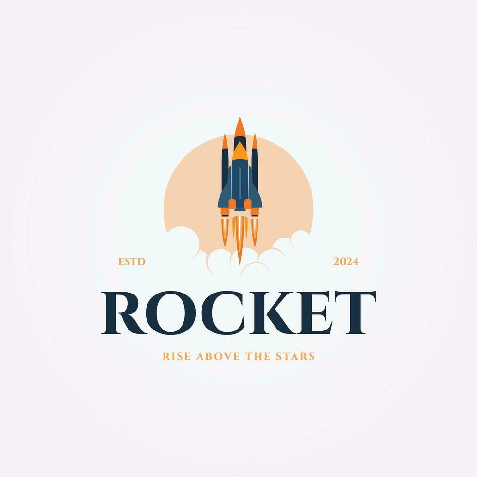 de raket glider ovan de moln logotyp vektor mall, illustration design av rymdskepp årgång ikon