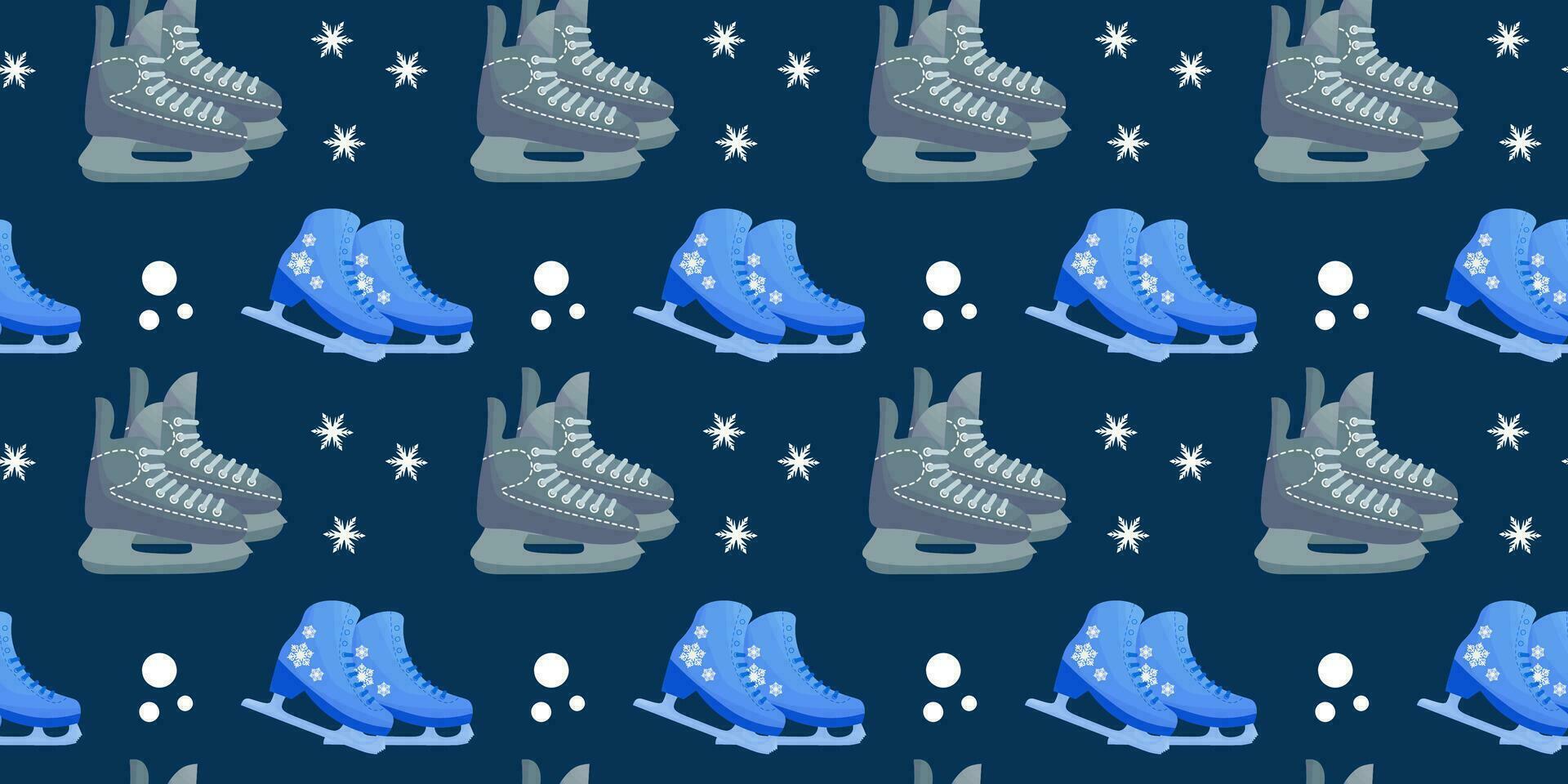 nahtlos Winter Hintergrund. Eis Rollschuhe zum Eishockey und Zahl skaten. Winter Sport. Vektor Illustration