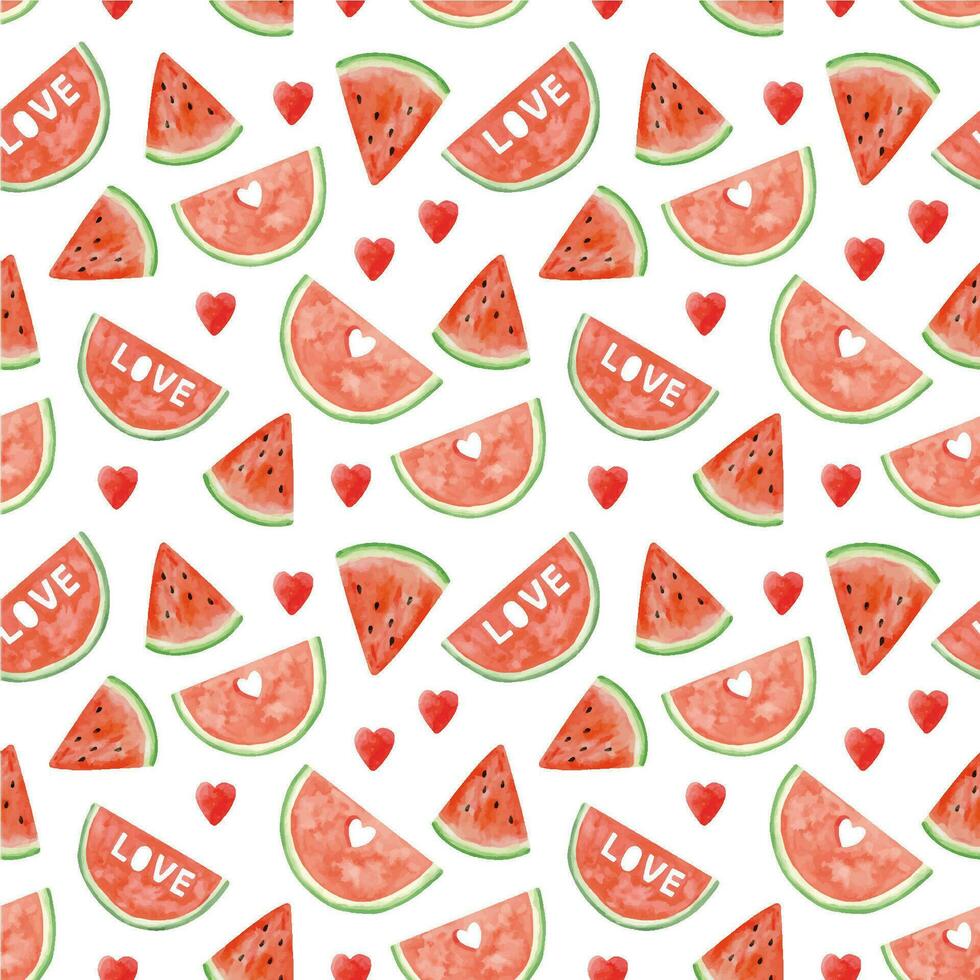 vattenfärg vattenmelon sömlös mönster, sommar mogen frukt. vattenmelon fest vektor
