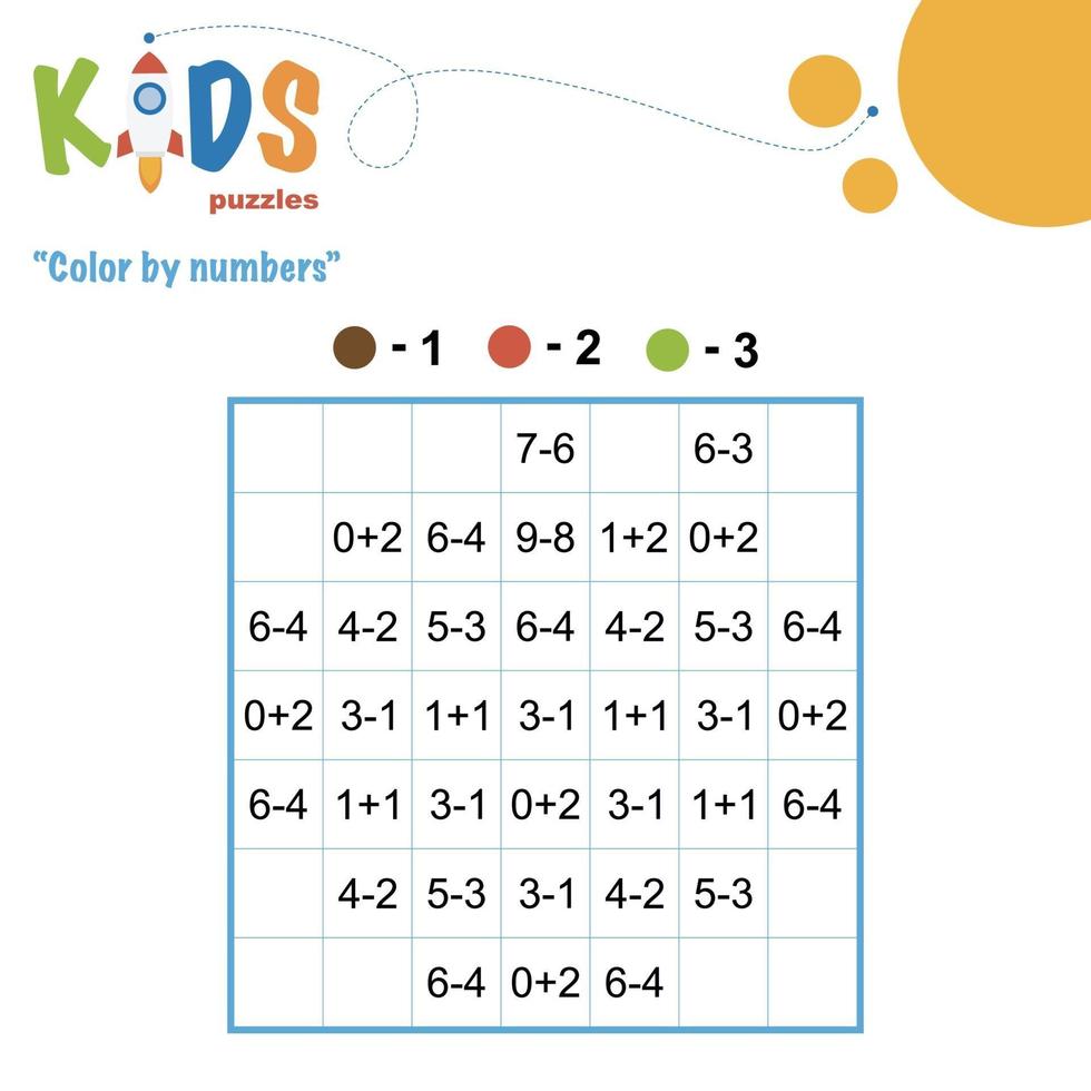 färg med siffror utskrivbart matematiskt kalkylblad vektor