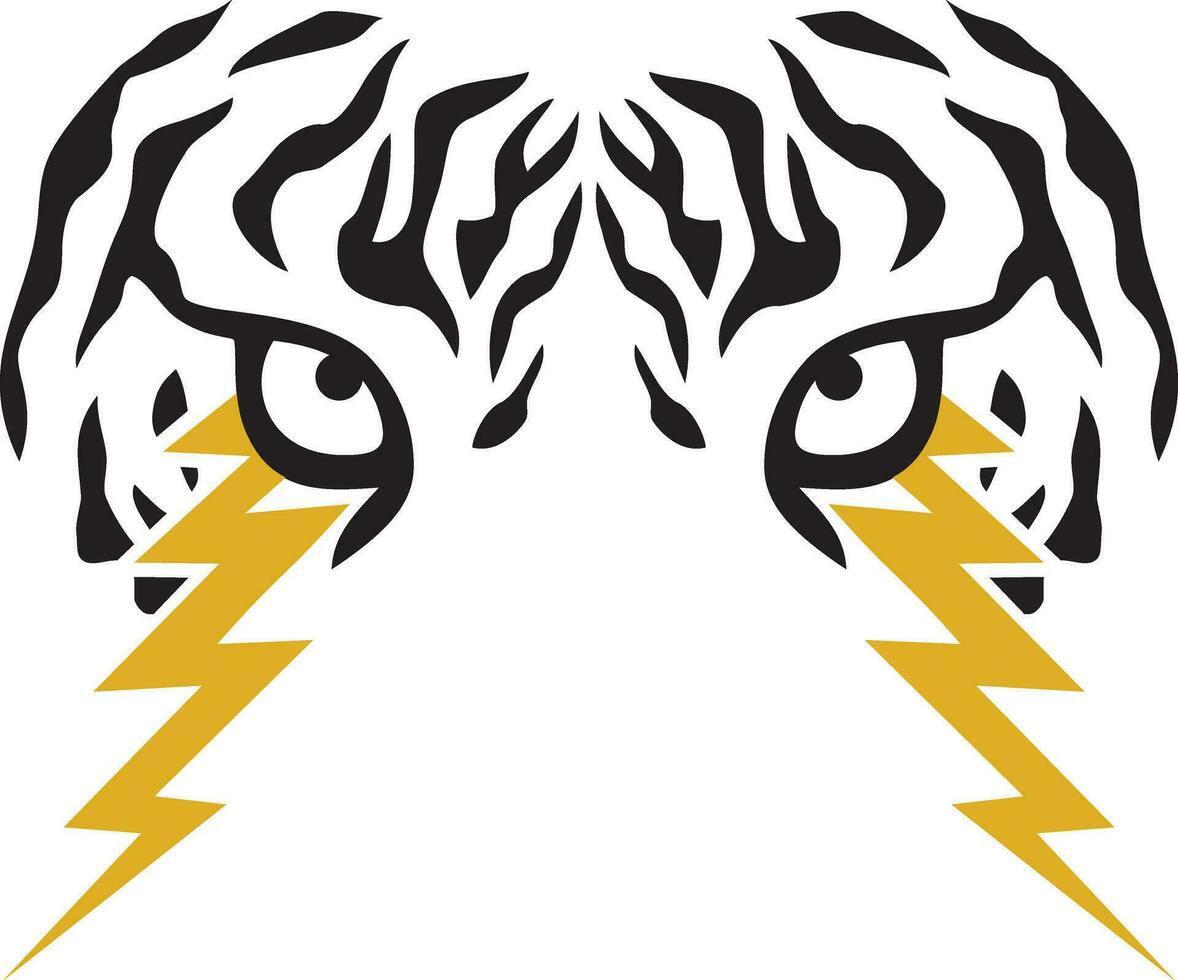 Tiger Augen mit Blitz Schrauben Farbe. Vektor Illustration.