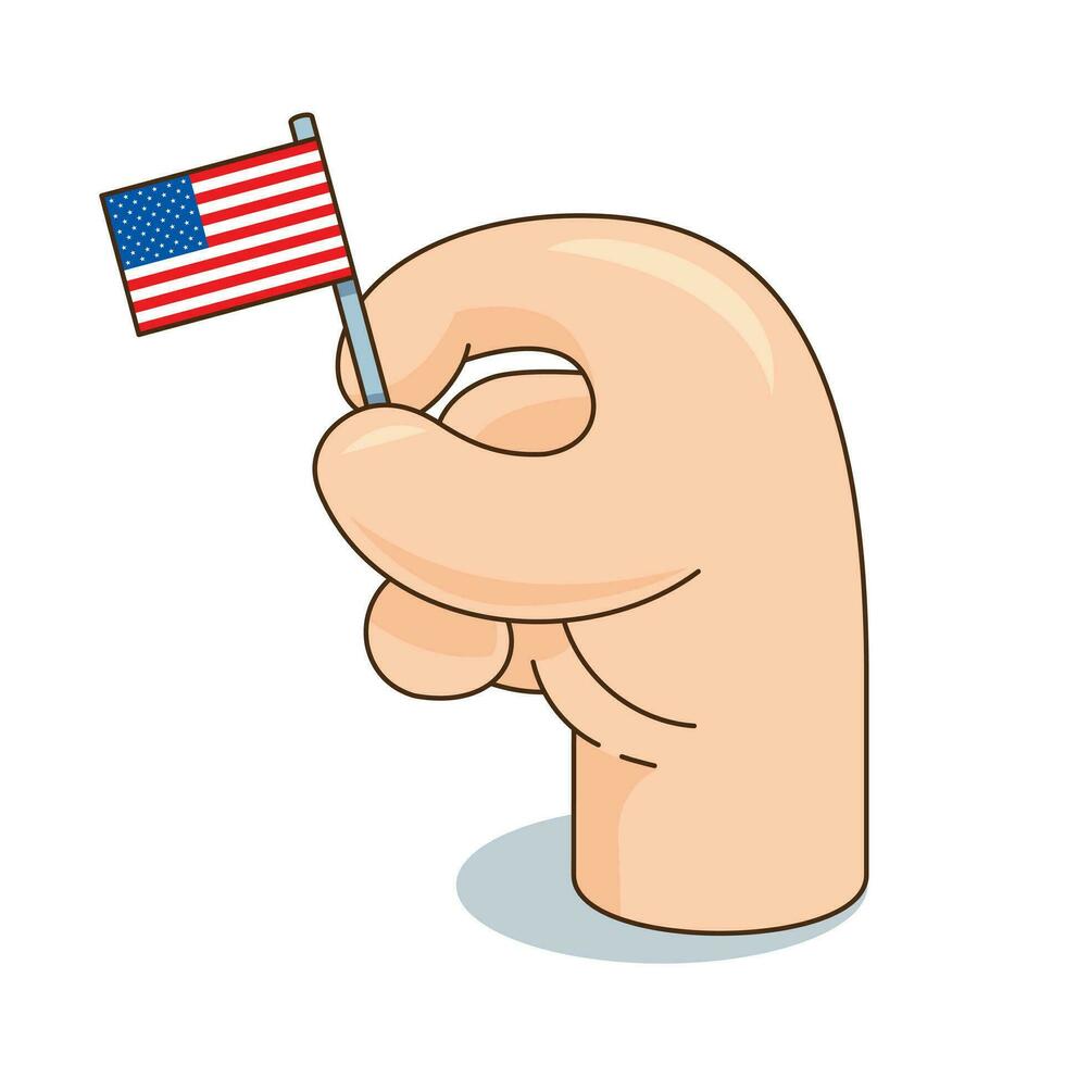 hand spara USA flagga fodrad stil illustration vektor grafisk.