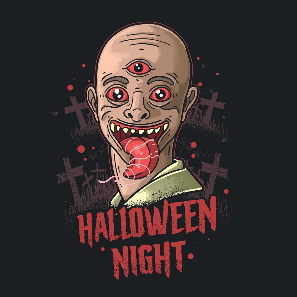 gruseliger Geist, der Halloween-Nacht-Illustrationsvektor eindrückt vektor
