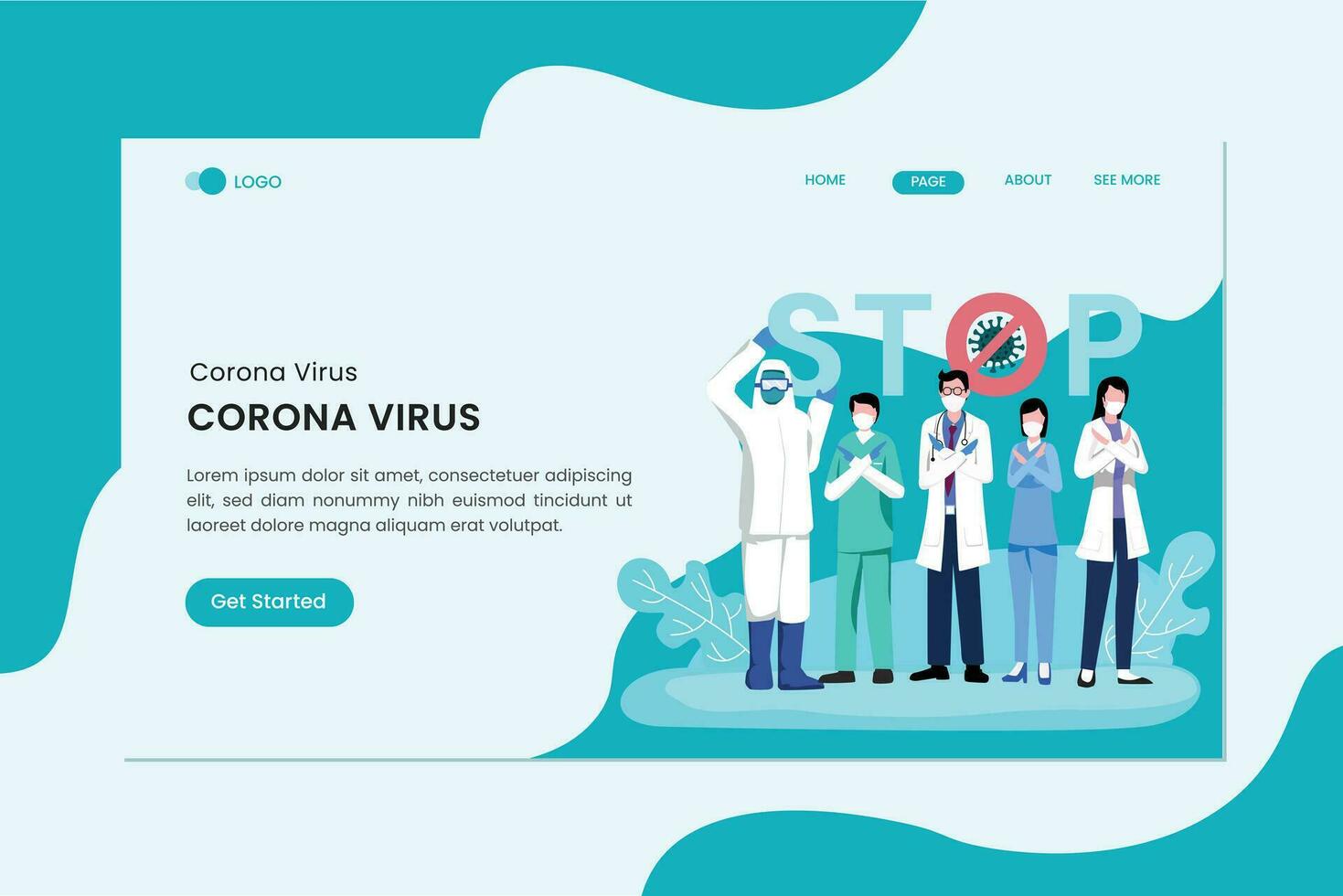 sluta coronavirus covid-19 platt begrepp vektor