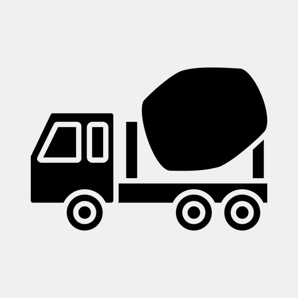 Symbol Beton Rührgerät LKW. schwer Ausrüstung Elemente. Symbole im Glyphe Stil. gut zum Drucke, Poster, Logo, Infografiken, usw. vektor