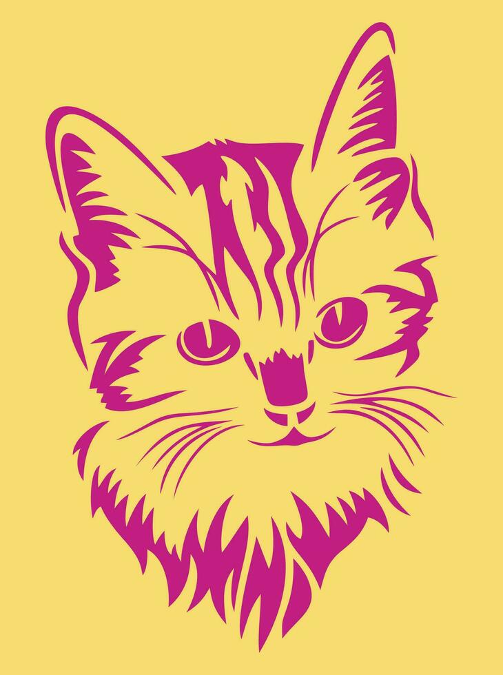 katt huvud illustration i duotone stil vektor