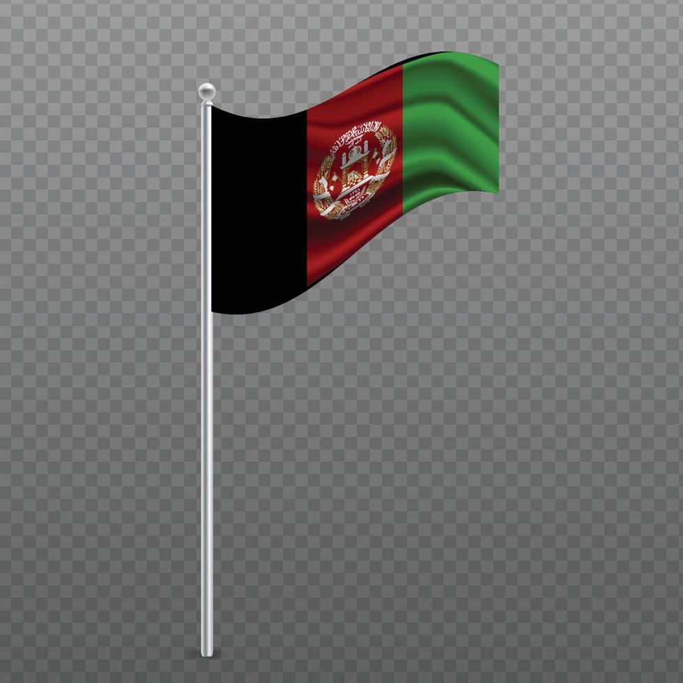 Afghanistan viftande flagga på metallstolpe. vektor