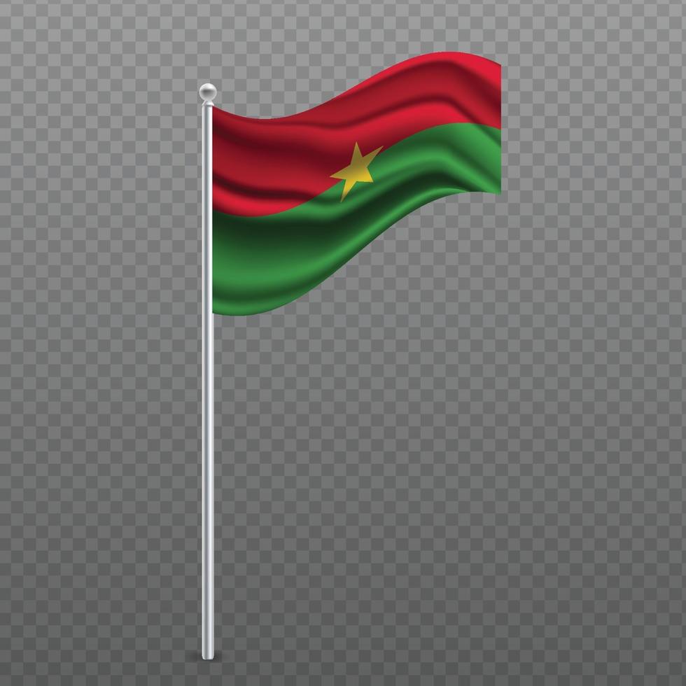 Burkina Faso wehende Flagge auf Metallstange. vektor