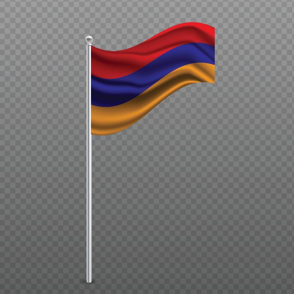 Armenien viftande flagga på metallstolpe. vektor