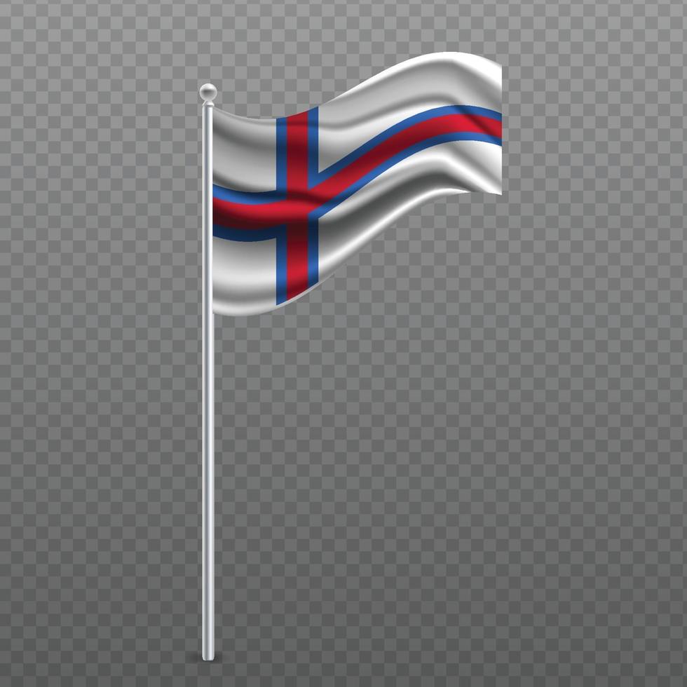 Färöarna viftande flagga på metallstolpe. vektor