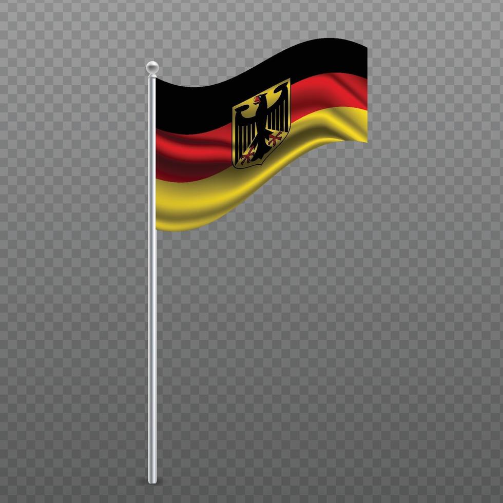 Tyskland viftande flagga på metallstolpe. vektor